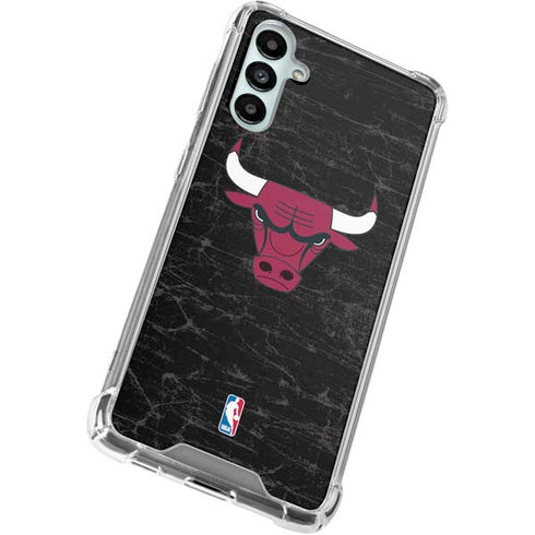 NBA Chicago Bulls Black Distressed Galaxy A15 5G Clear Case