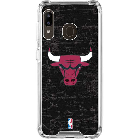 NBA Chicago Bulls Black Distressed Galaxy A30 Clear Case