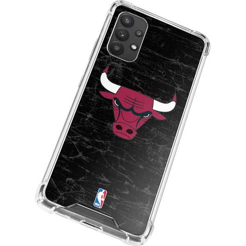 NBA Chicago Bulls Black Distressed Galaxy A32 5G Clear Case