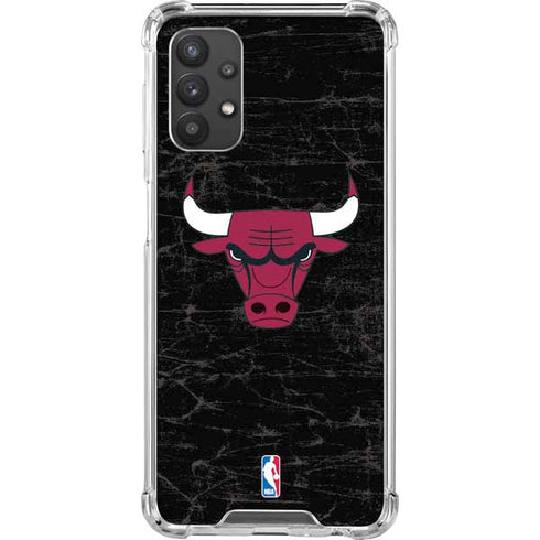 NBA Chicago Bulls Black Distressed Galaxy A32 5G Clear Case
