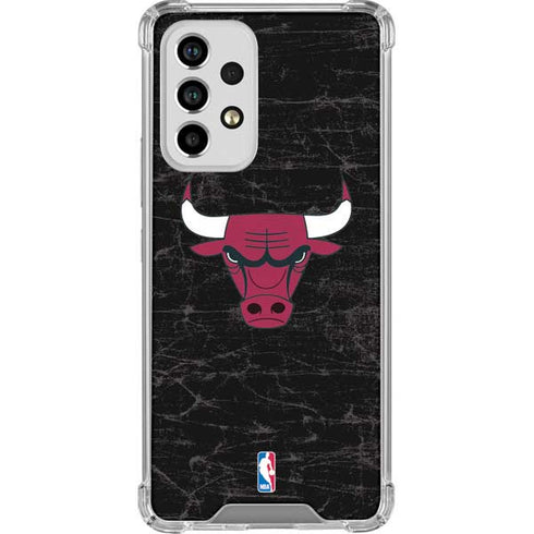 NBA Chicago Bulls Black Distressed Galaxy A33 5G Clear Case