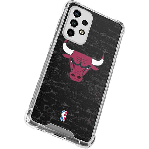 NBA Chicago Bulls Black Distressed Galaxy A33 5G Clear Case