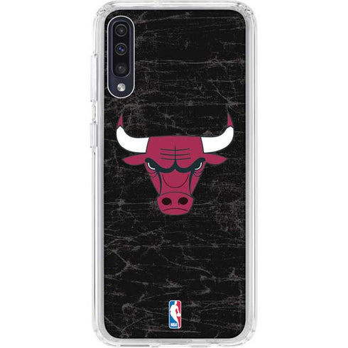 NBA Chicago Bulls Black Distressed Galaxy A50 Clear Case