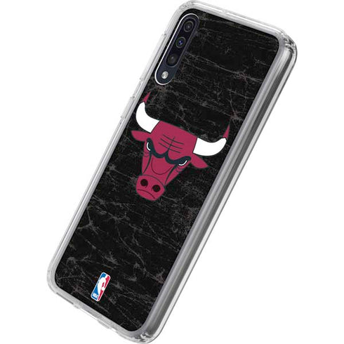 NBA Chicago Bulls Black Distressed Galaxy A50 Clear Case