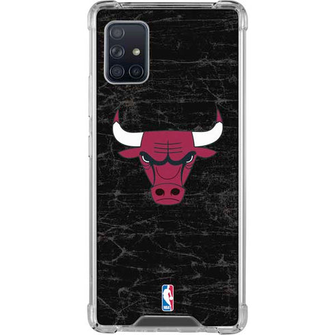 NBA Chicago Bulls Black Distressed Galaxy A51 5G Clear Case