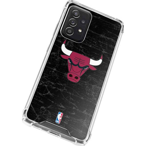 NBA Chicago Bulls Black Distressed Galaxy A52 5G Clear Case