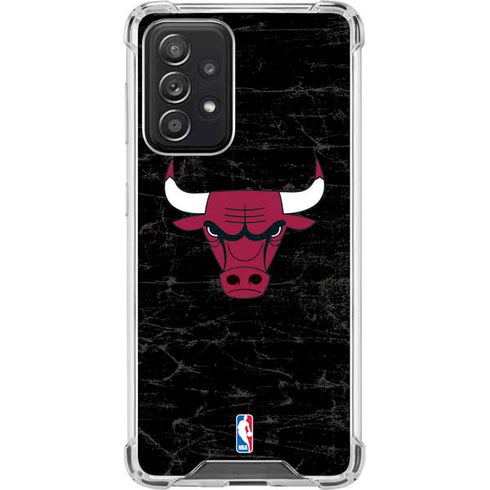 NBA Chicago Bulls Black Distressed Galaxy A52 5G Clear Case