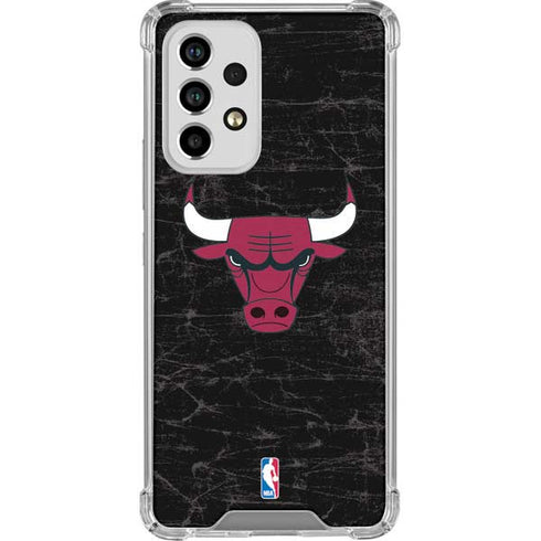 NBA Chicago Bulls Black Distressed Galaxy A53 5G Clear Case