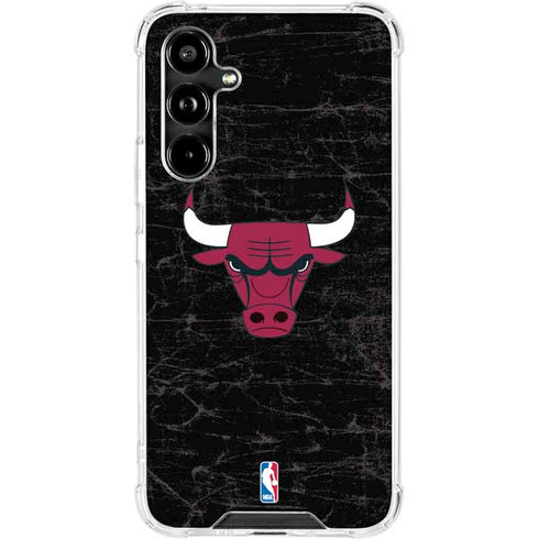 NBA Chicago Bulls Black Distressed Galaxy A54 5G Clear Case