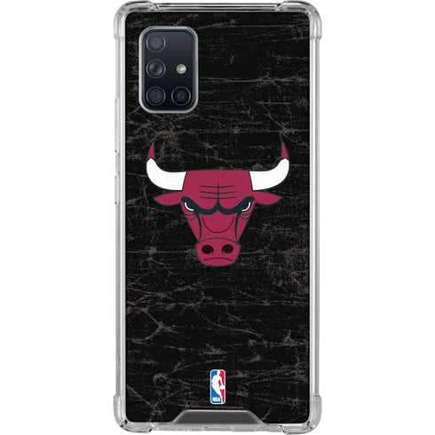 NBA Chicago Bulls Black Distressed Galaxy A71 5G Clear Case