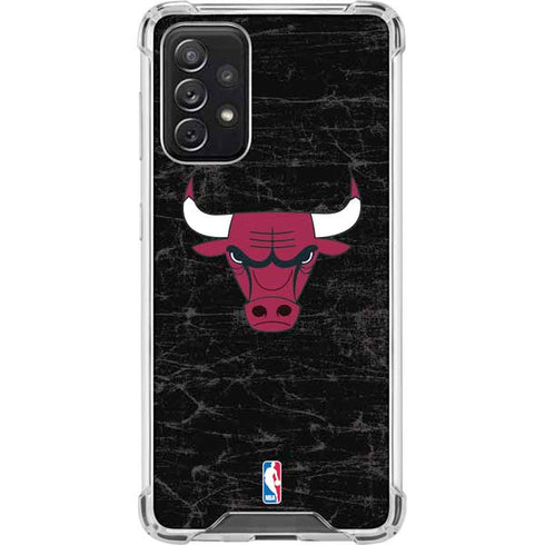 NBA Chicago Bulls Black Distressed Galaxy A72 5G Clear Case