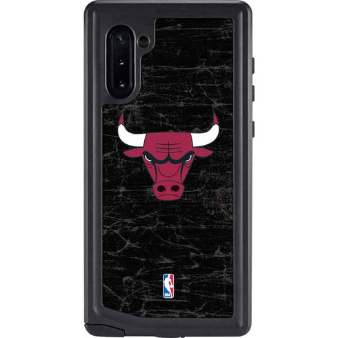 NBA Chicago Bulls Black Distressed Galaxy Note 10 Waterproof Case