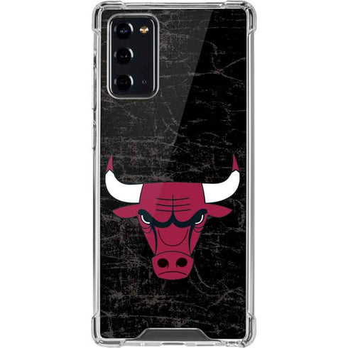 NBA Chicago Bulls Black Distressed Galaxy Note20 5G Clear Case