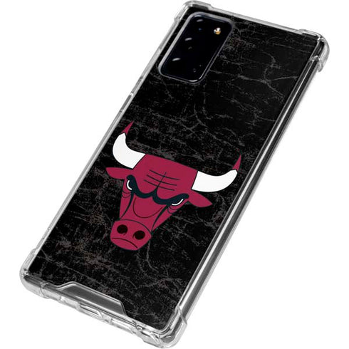 NBA Chicago Bulls Black Distressed Galaxy Note20 5G Clear Case