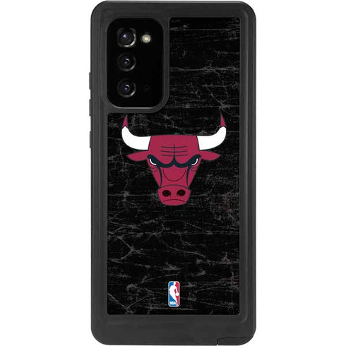 NBA Chicago Bulls Black Distressed Galaxy Note20 5G Waterproof Case