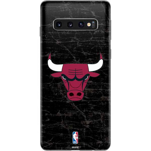 NBA Chicago Bulls Black Distressed Galaxy S10 Skin