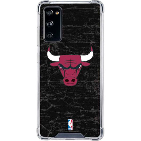 NBA Chicago Bulls Black Distressed Galaxy S20 FE Clear Case