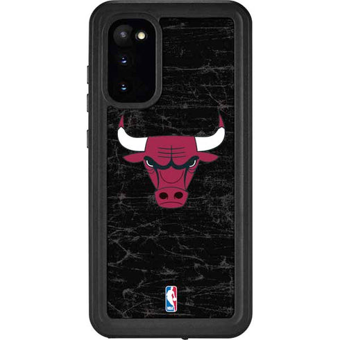 NBA Chicago Bulls Black Distressed Galaxy S20 Waterproof Case