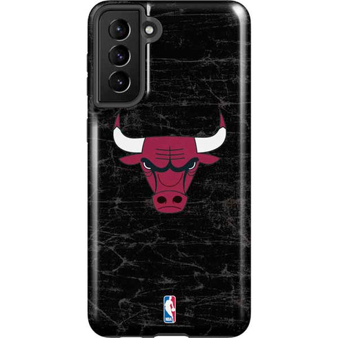 NBA Chicago Bulls Black Distressed Galaxy S21 FE Pro Case