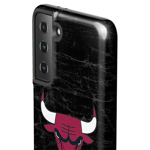 NBA Chicago Bulls Black Distressed Galaxy S21 FE Pro Case