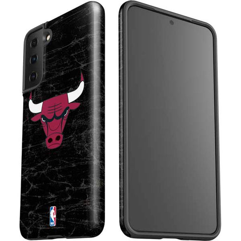 NBA Chicago Bulls Black Distressed Galaxy S21 FE Pro Case