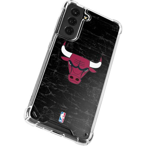 NBA Chicago Bulls Black Distressed Galaxy S21 Plus 5G Clear Case