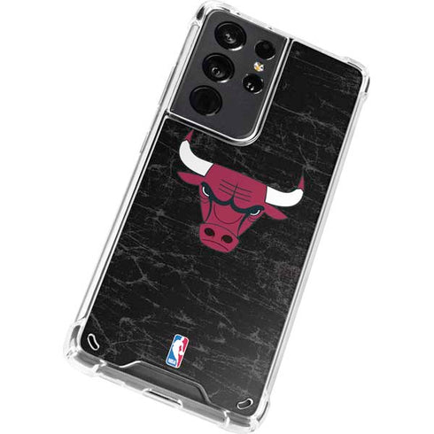 NBA Chicago Bulls Black Distressed Galaxy S21 Ultra 5G Clear Case