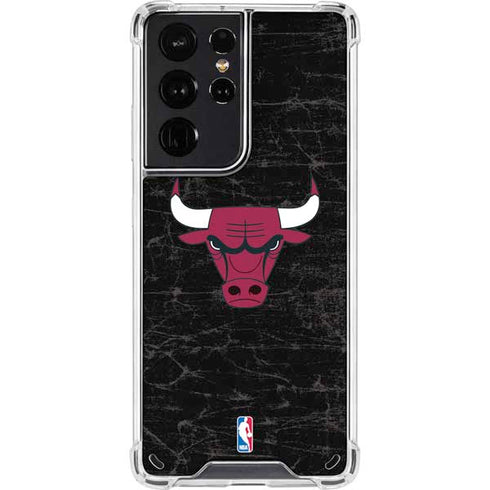 NBA Chicago Bulls Black Distressed Galaxy S21 Ultra 5G Clear Case