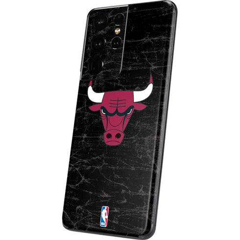 NBA Chicago Bulls Black Distressed Galaxy S21 Ultra 5G Skin