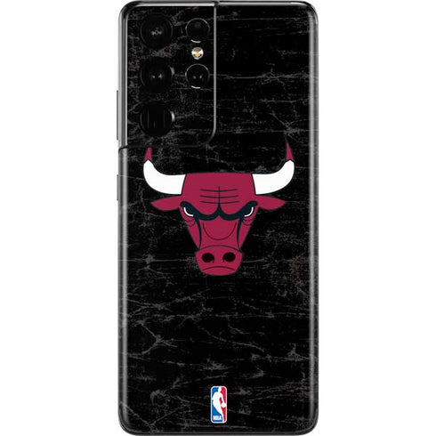 NBA Chicago Bulls Black Distressed Galaxy S21 Ultra 5G Skin