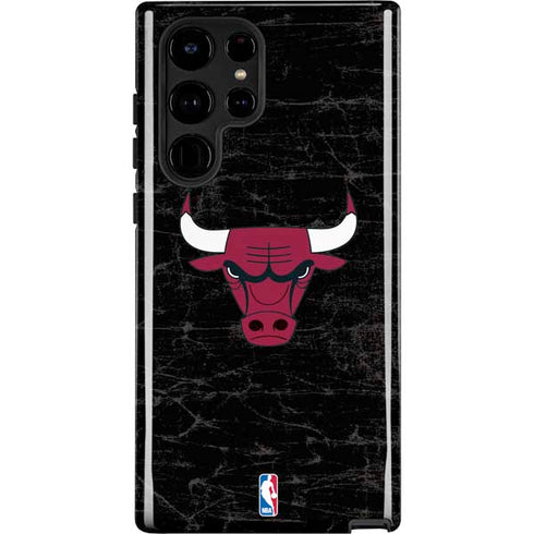 NBA Chicago Bulls Black Distressed Galaxy S22 Ultra Pro Case
