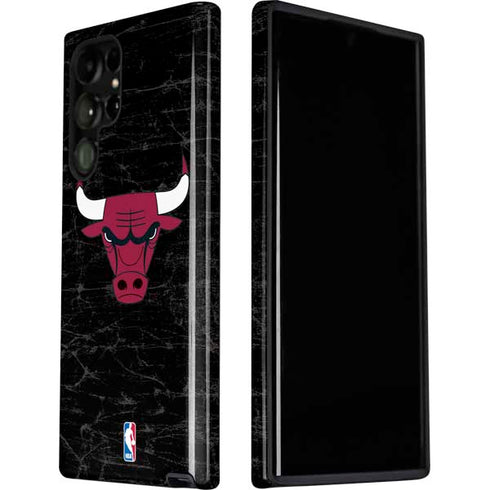 NBA Chicago Bulls Black Distressed Galaxy S22 Ultra Pro Case