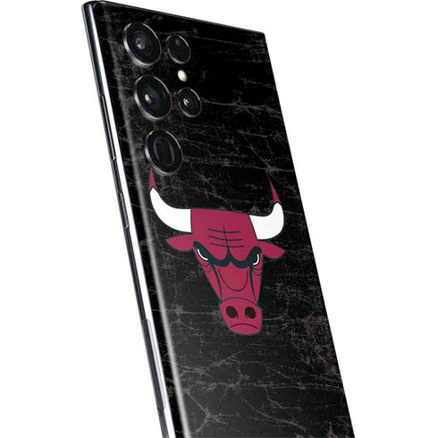NBA Chicago Bulls Black Distressed Galaxy S22 Ultra Skin