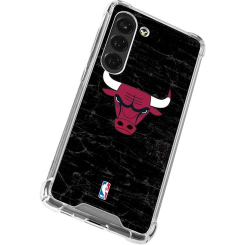 NBA Chicago Bulls Black Distressed Galaxy S23 Clear Case