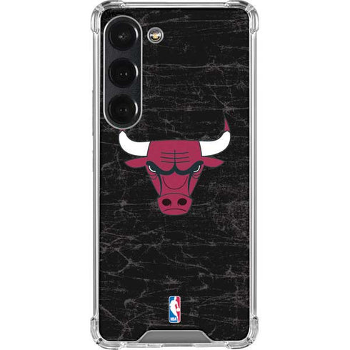 NBA Chicago Bulls Black Distressed Galaxy S23 Clear Case