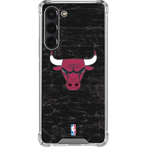 NBA Chicago Bulls Black Distressed Galaxy S23 Plus Clear Case