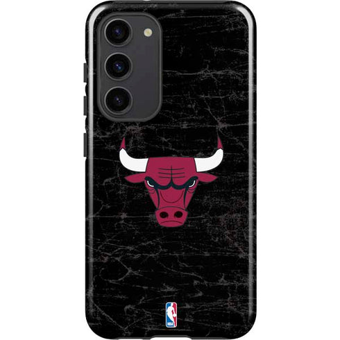 NBA Chicago Bulls Black Distressed Galaxy S23 Plus Pro Case