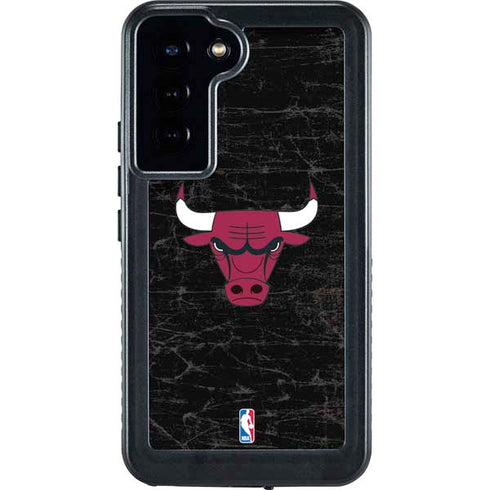 NBA Chicago Bulls Black Distressed Galaxy S23 Plus Waterproof Case