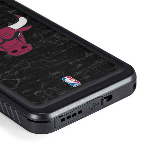 NBA Chicago Bulls Black Distressed Galaxy S23 Plus Waterproof Case
