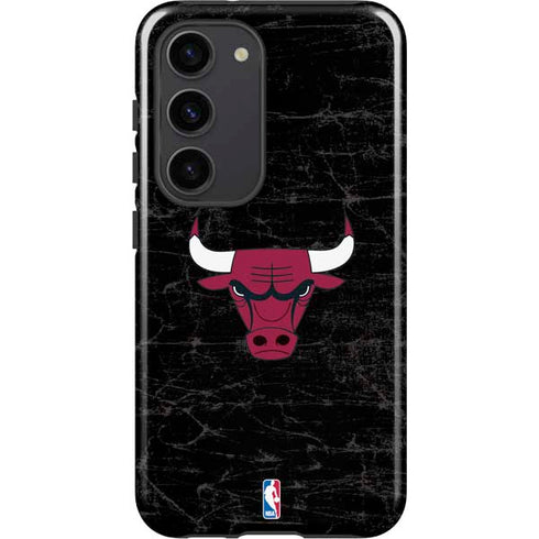 NBA Chicago Bulls Black Distressed Galaxy S23 Pro Case