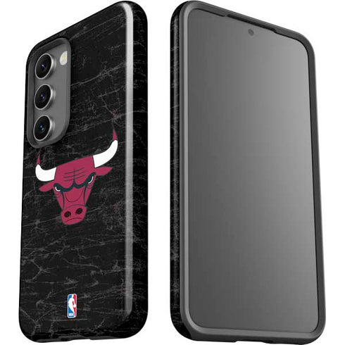 NBA Chicago Bulls Black Distressed Galaxy S23 Pro Case