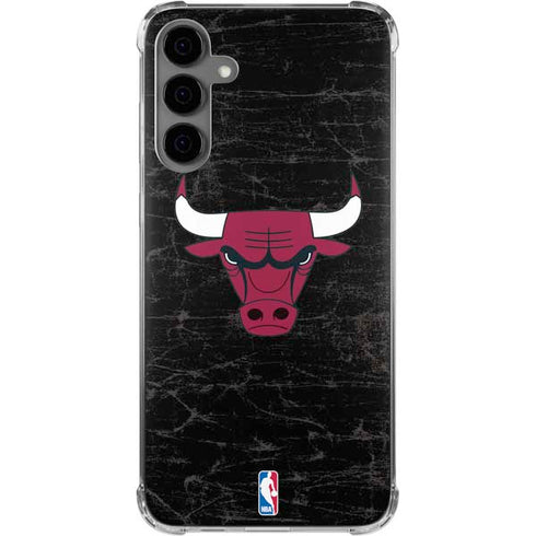 NBA Chicago Bulls Black Distressed Galaxy S24 Plus Clear Case