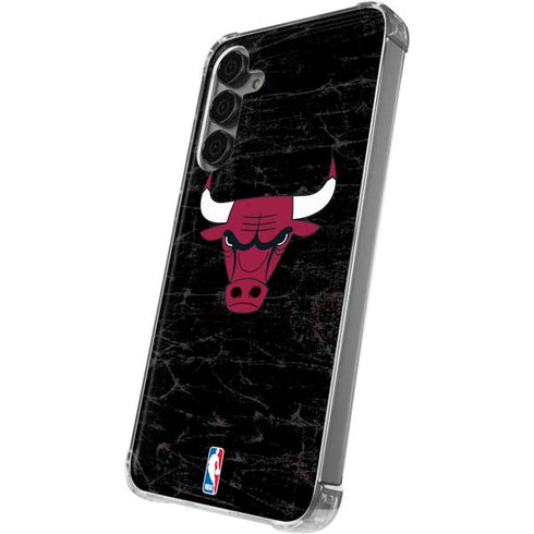 NBA Chicago Bulls Black Distressed Galaxy S24 Plus Clear Case