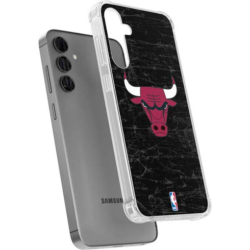 NBA Chicago Bulls Black Distressed Galaxy S24 Plus Clear Case