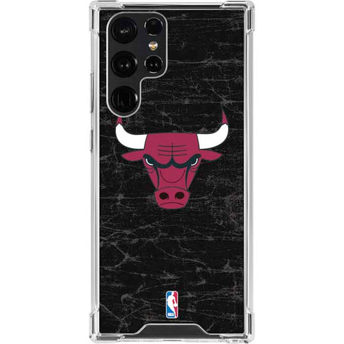 NBA Chicago Bulls Black Distressed Galaxy S24 Ultra Clear Case
