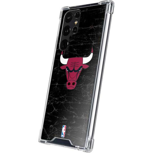 NBA Chicago Bulls Black Distressed Galaxy S24 Ultra Clear Case