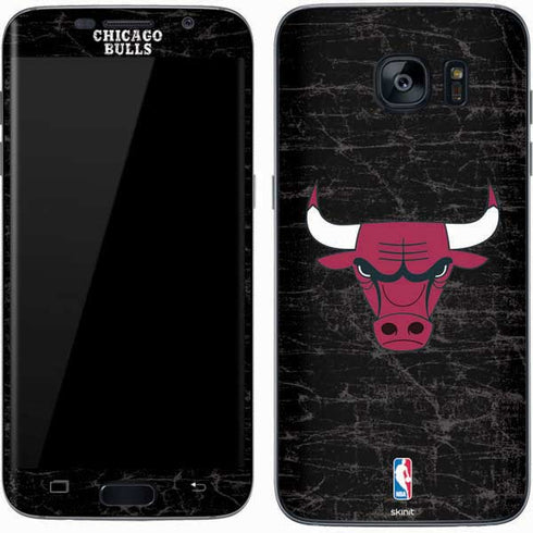 NBA Chicago Bulls Black Distressed Galaxy S7 Skin