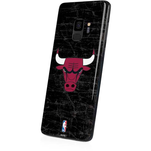 NBA Chicago Bulls Black Distressed Galaxy S9 Skin