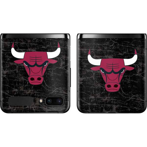 NBA Chicago Bulls Black Distressed Galaxy Z Flip Skin