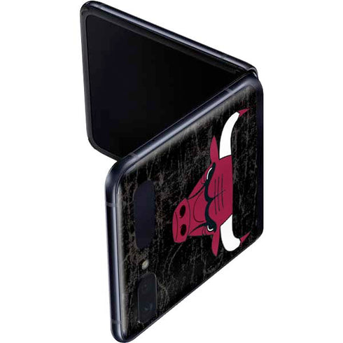 NBA Chicago Bulls Black Distressed Galaxy Z Flip Skin